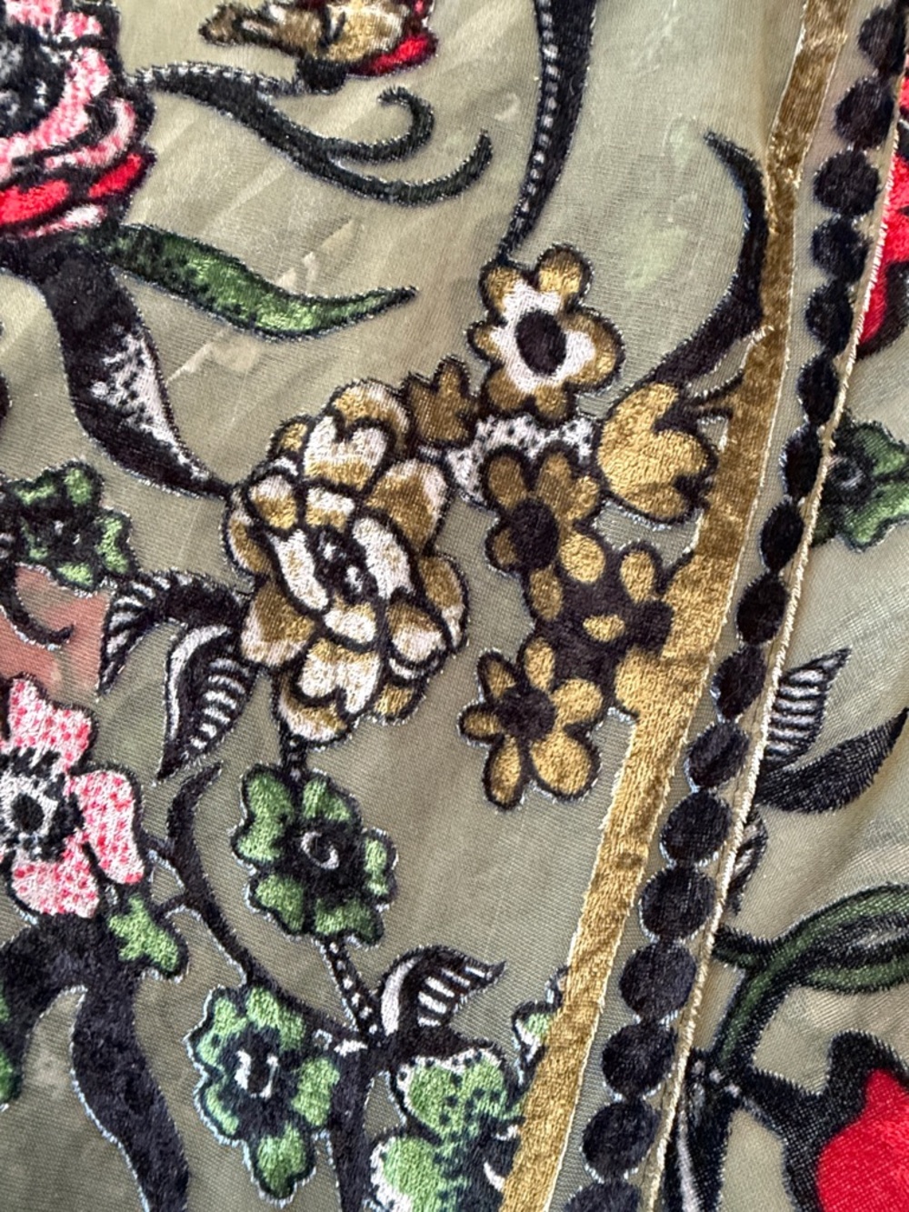 Olive Floral Embroidered Kimono Cardigan - Brand: Unknown EUC - Picture 5 of 5